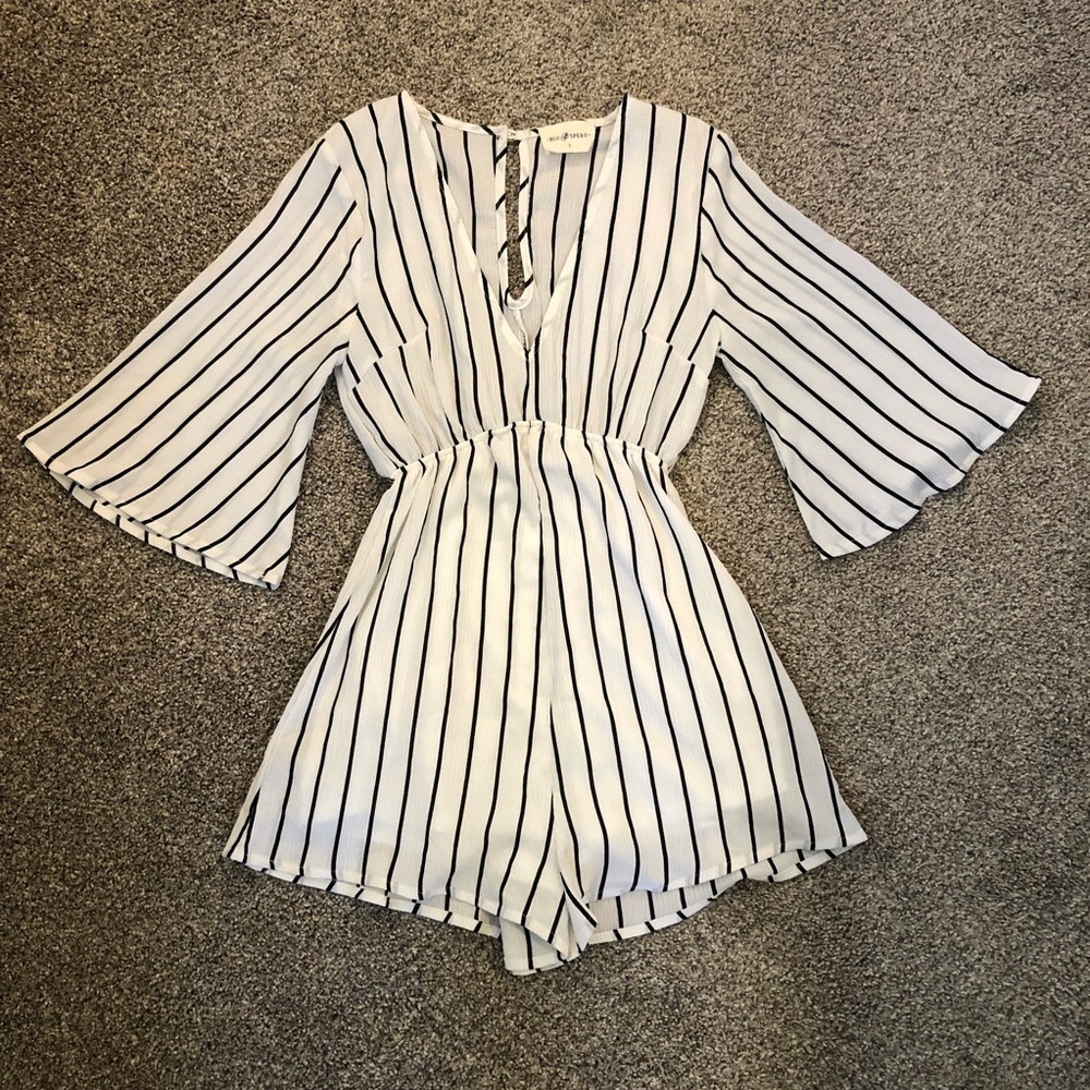BluSpero Black & White Striped Romper Size Small